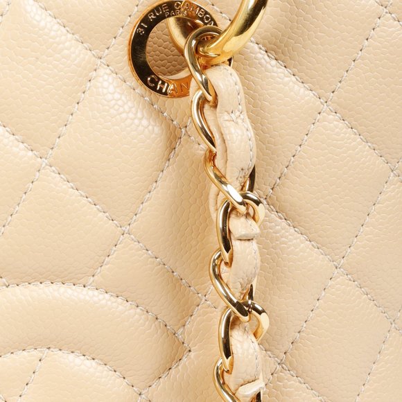 Chanel Beige Caviar Grand Shopping Tote GST GHW - Picture 7 of 13